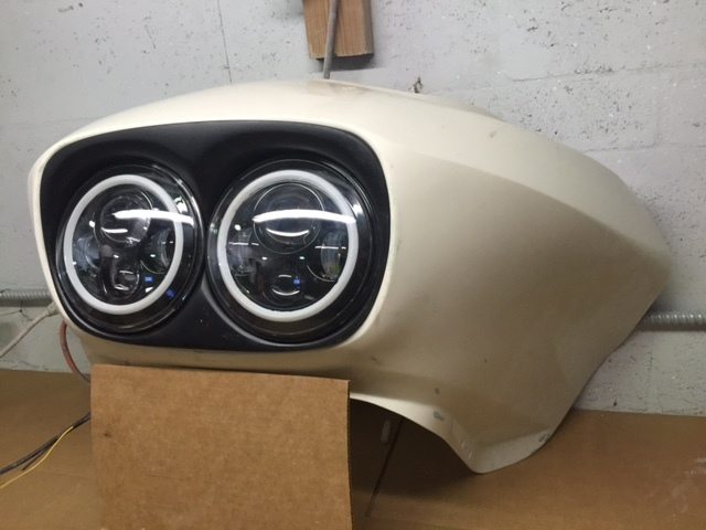 DUAL 7" DAYMAKER 2014 - 2018 ORANGE HALO LED Replacement ROAD GLIDE Black Light Bulb Headlight Harley Bezel