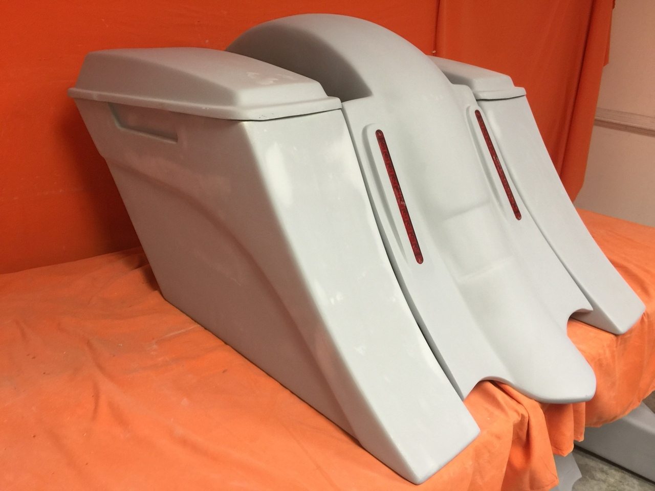 Honda Shadow Sabre 1100 6" Extended Saddlebags Out & Down Bags LED Rear Fender No Cut Out Lids