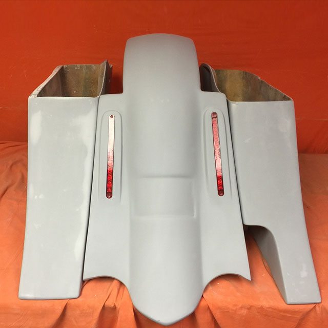 Honda Shadow Sabre 1100 6" Extended Saddlebags Out & Down Bags LED Rear Fender Right Side Cut Out