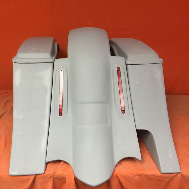 Honda Shadow Sabre 1100 6" Extended Saddlebags Out & Down Bags LED Rear Fender Right Cut Out Lids