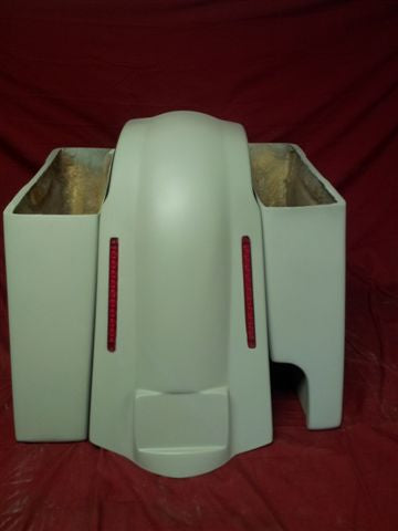 Harley Davidson Touring 4" inch Stretched Bags No lids Right Cut Out LED Fender