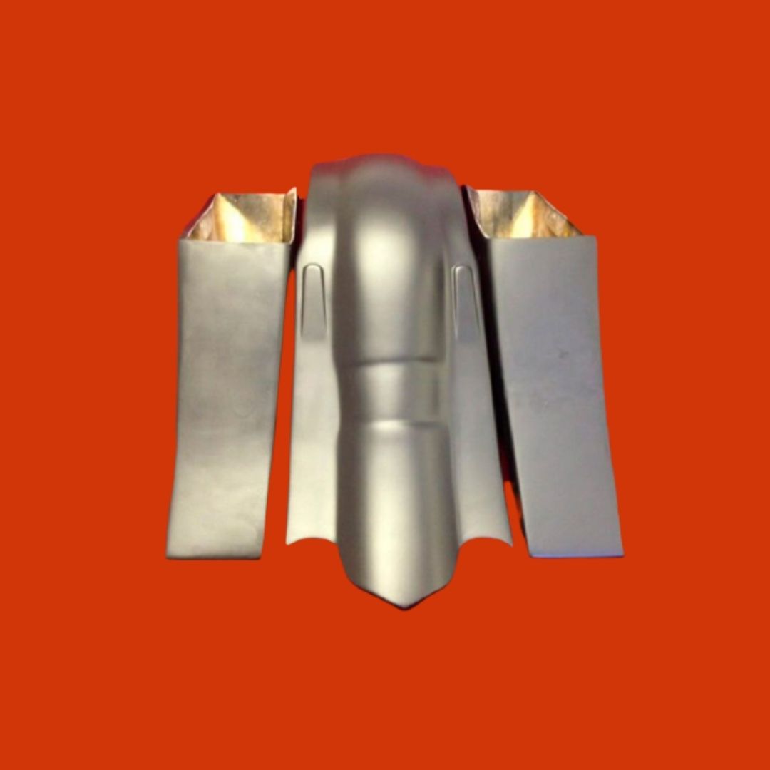 Harley Davidson 6" Extended Stretched Out & Down Saddlebags with Custom Rear Fender - No Cut Outs