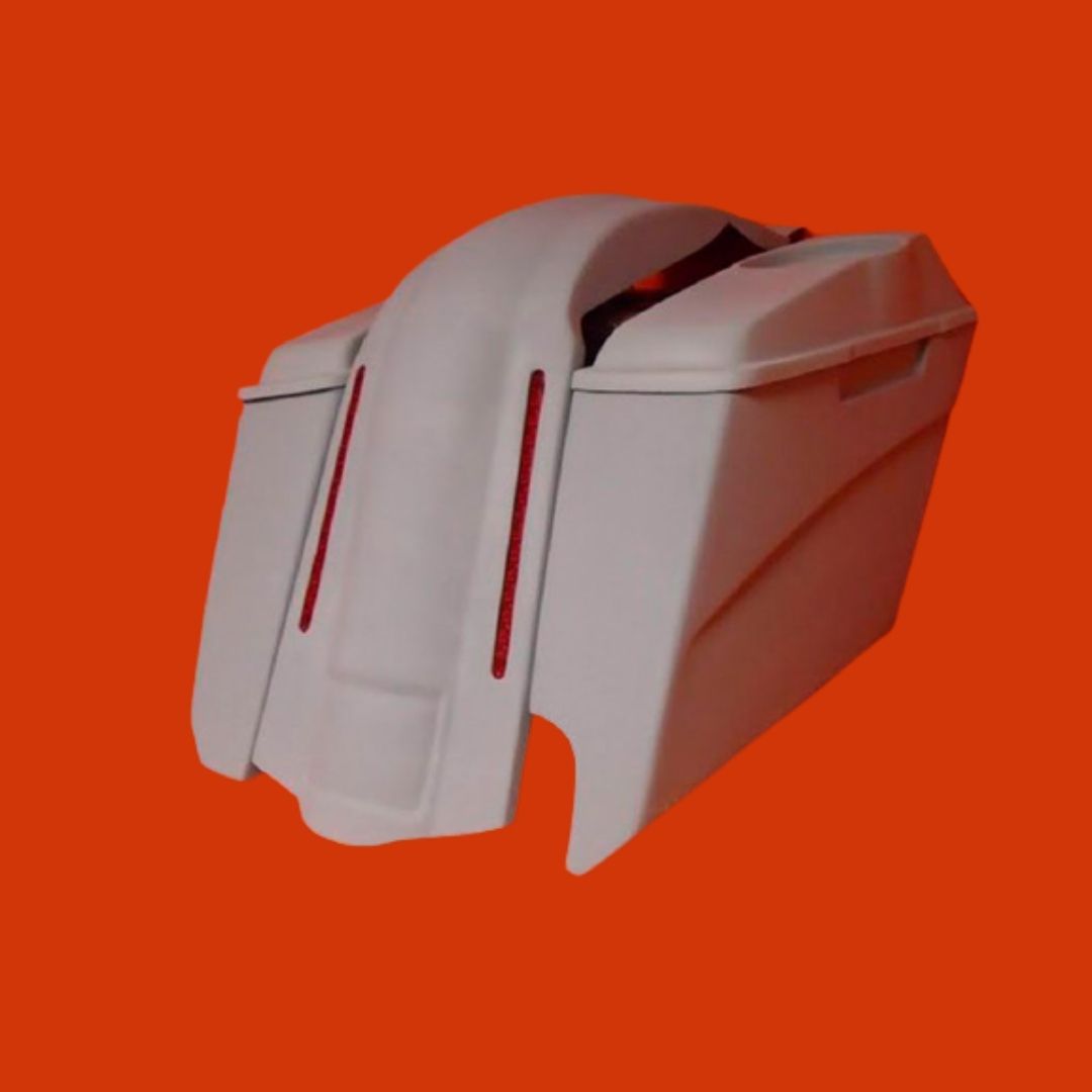 Harley Davidson 5" Stretched Extended Saddlebags Right CutOut LED Fender 6.5" Speaker Lids