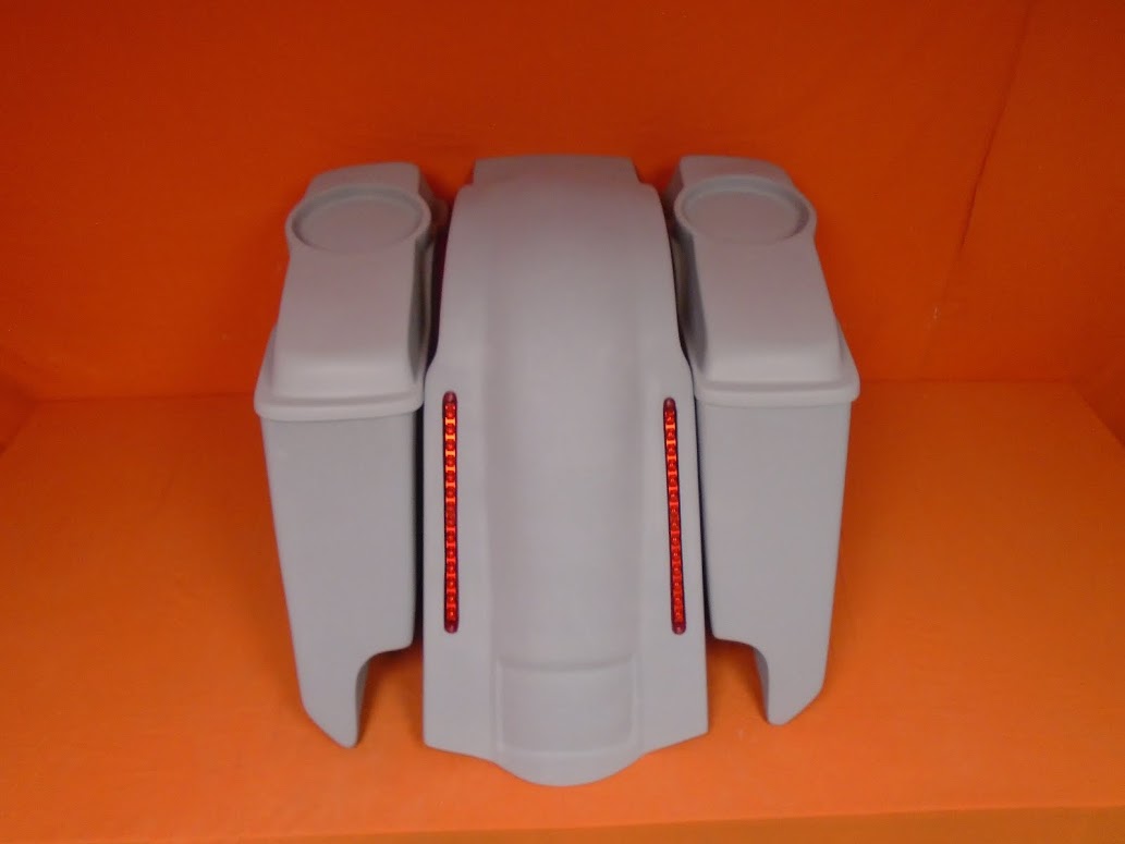 Harley Davidson 5" Stretched Extended Saddlebags With Cut Outs LED Fender 6x9 Speaker Lids