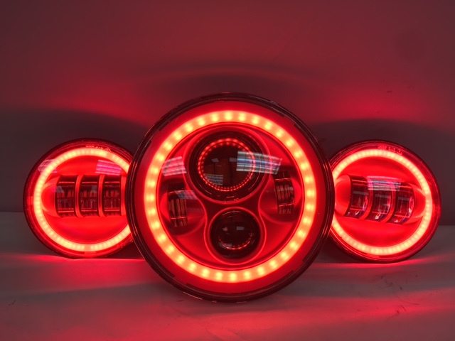 7" DAYMAKER With HALO Headlight Dual 4.5" - 4 1/2" AUX Black Spot Passing LED Fog Lights Bulb Harley SET