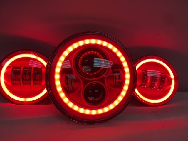 7" DAYMAKER With HALO Headlight Dual 4.5" - 4 1/2" AUX Black Spot Passing LED Fog Lights Bulb Harley SET