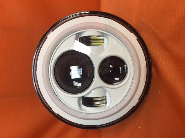 7" DAYMAKER Replacement WHITE With WHITE Halo Projector HID LED Light Bulb Headlight Motorcycle Harley