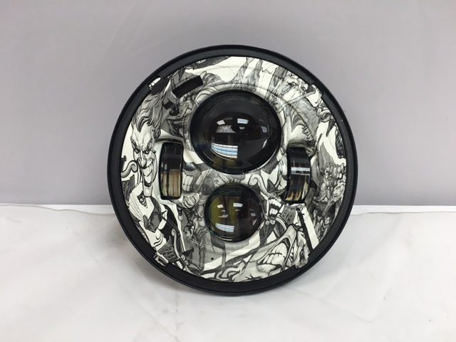 7" DAYMAKER Replacement Joker Design Projector HID LED Light Bulb Headlight Motorcycle Harley