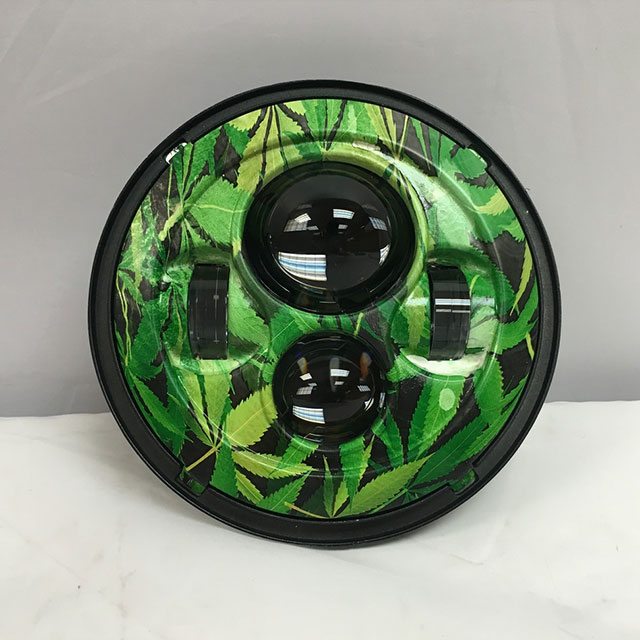 7" DAYMAKER Replacement Weed Design Projector HID LED Light Bulb Headlight Motorcycle Harley