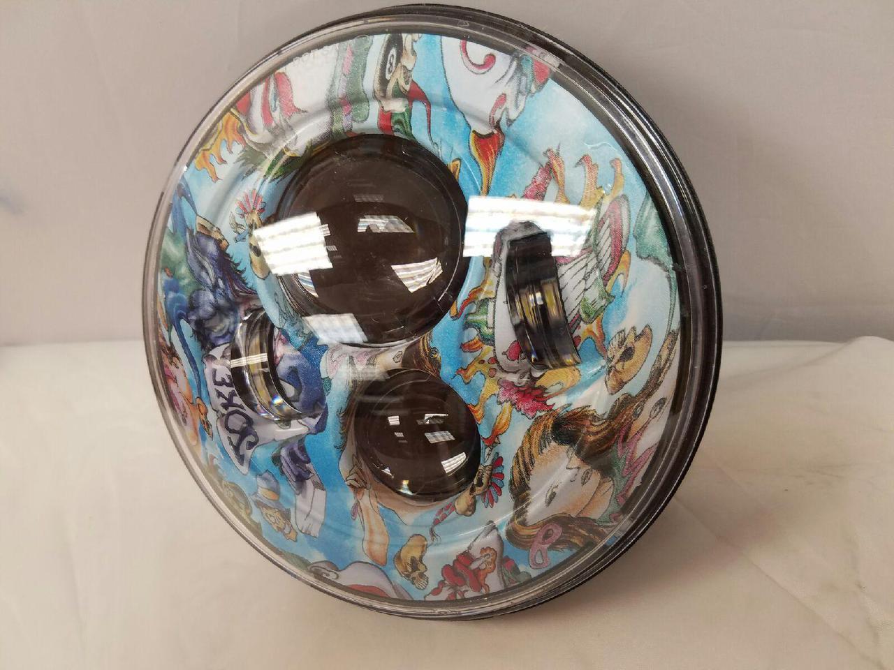 7" DAYMAKER Replacement Blue Joker Design Projector HID LED Light Bulb Headlight Motorcycle Harley