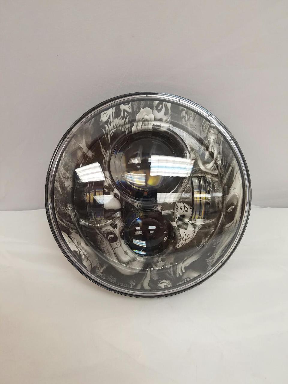 7" DAYMAKER Replacement Walking Dead Design Projector HID LED Light Bulb Headlight Motorcycle Harley