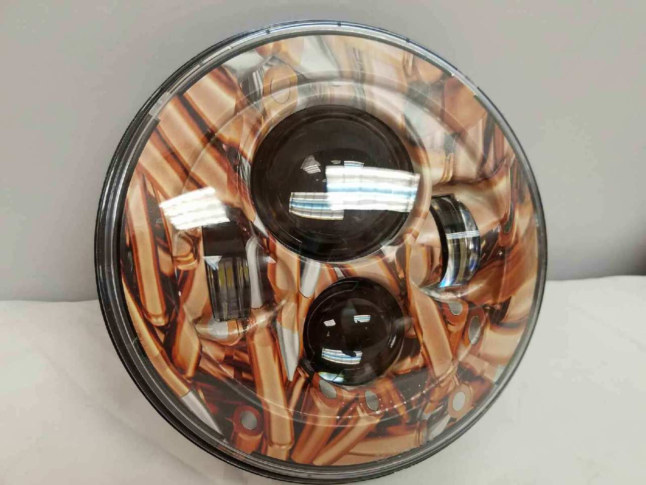 7" DAYMAKER Replacement Copper Bullet Design Projector HID LED Light Bulb Headlight Motorcycle Harley