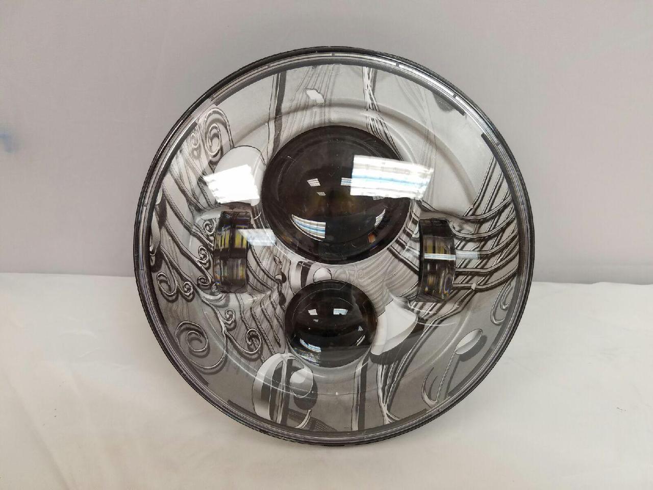 7" DAYMAKER Replacement Silver Music Design Projector HID LED Light Bulb Headlight Motorcycle Harley