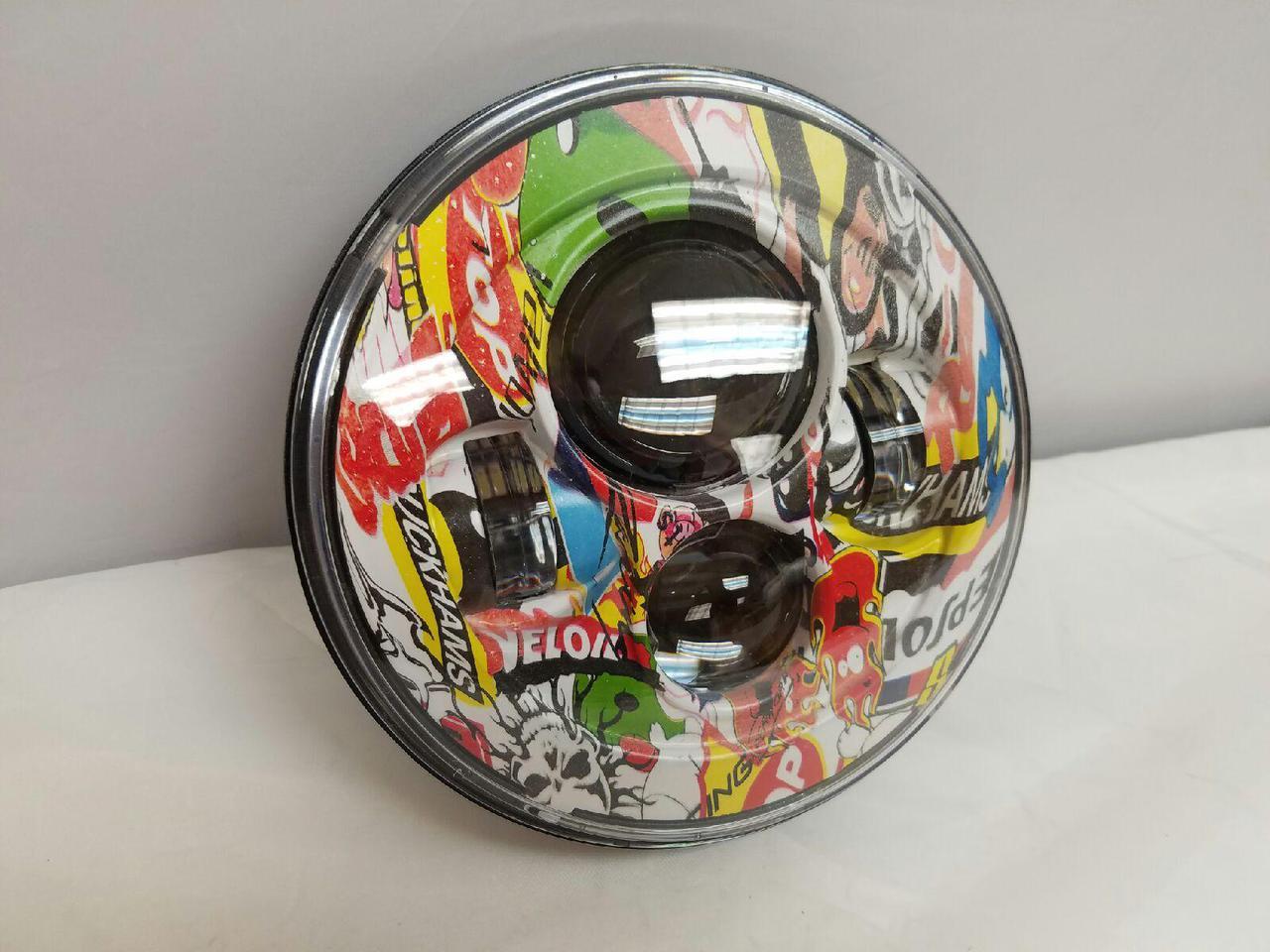 7" DAYMAKER Replacement Bike Race Design Projector HID LED Light Bulb Headlight Motorcycle Harley