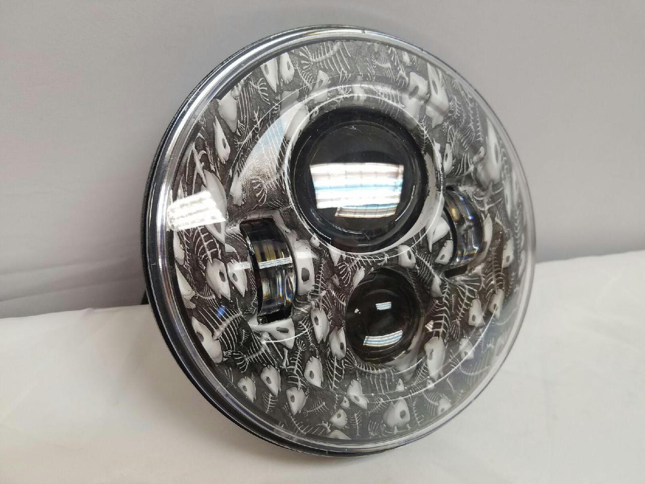 7" DAYMAKER Replacement Dead Fish Design Projector HID LED Light Bulb Headlight Motorcycle Harley