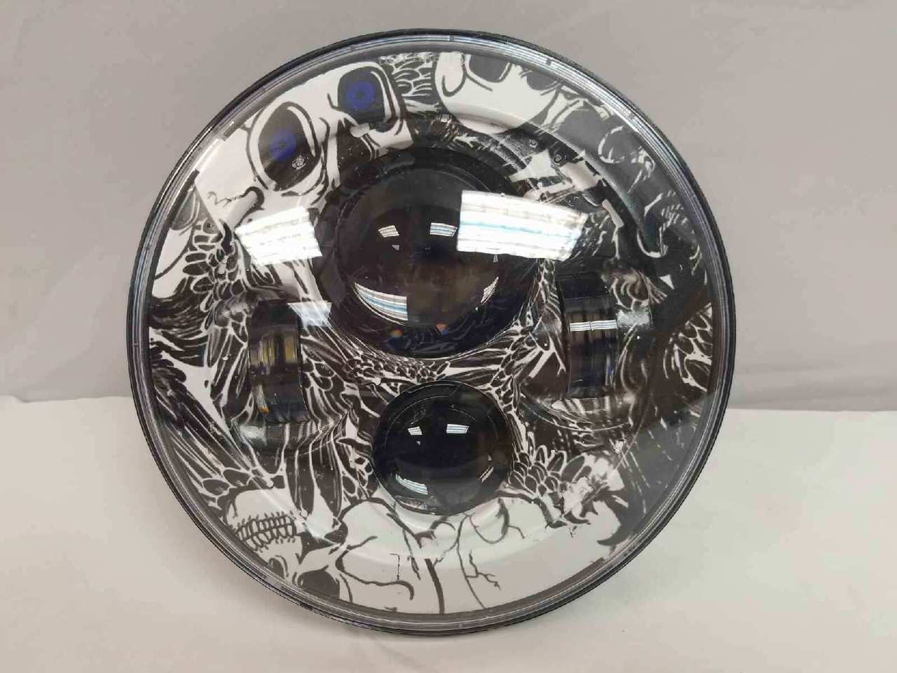 7" DAYMAKER Replacement Colored Skulls Design Projector HID LED Light Bulb Headlight Motorcycle Harley