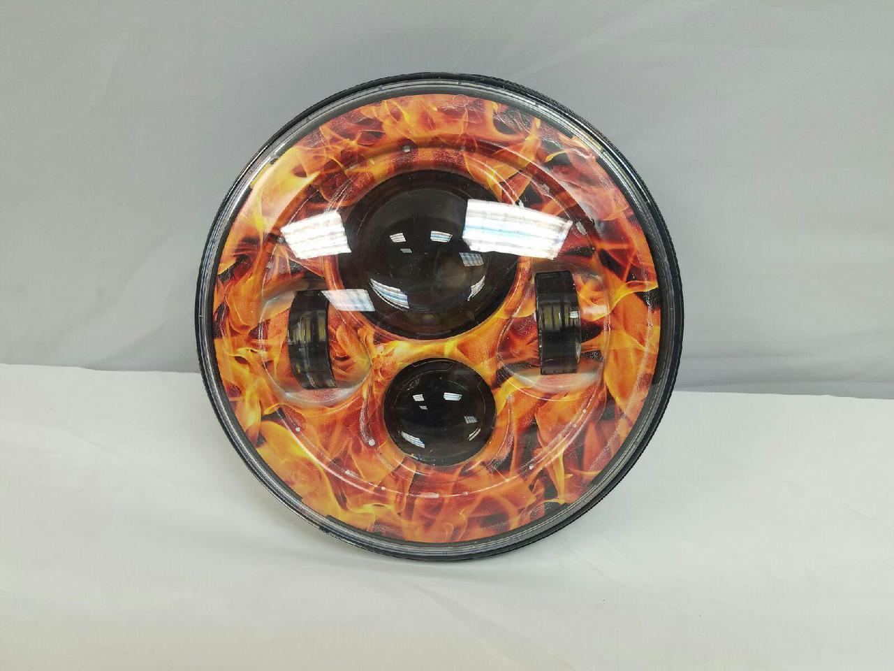 7" DAYMAKER Replacement Flame Design Projector HID LED Light Bulb Headlight Motorcycle Harley