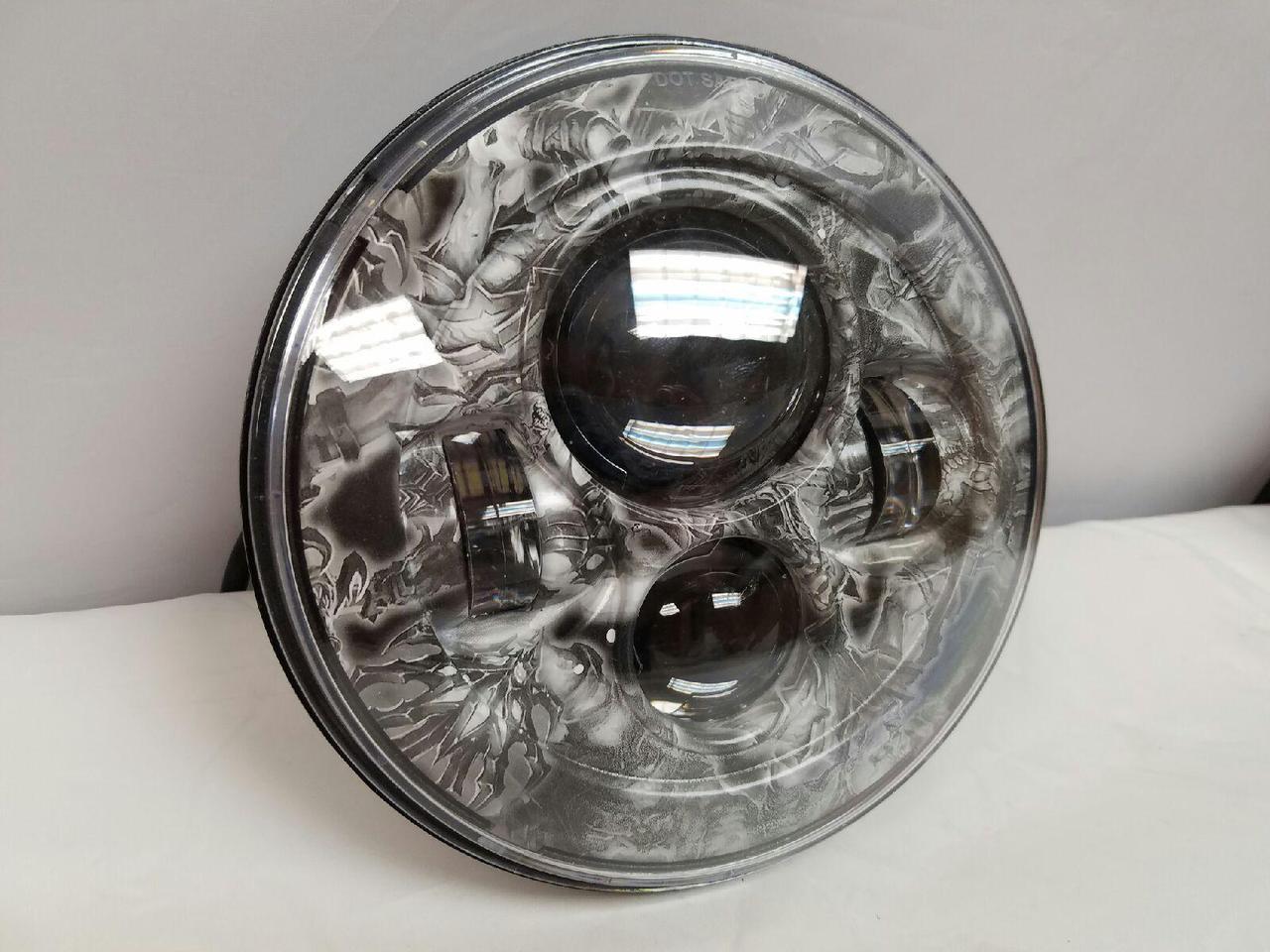 7" DAYMAKER Replacement World Of War Design Projector HID LED Light Bulb Headlight Motorcycle Harley