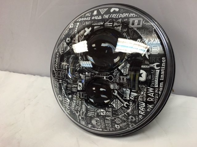 7" DAYMAKER Replacement Mechanic Wars Design Projector HID LED Light Bulb Headlight Motorcycle Harley