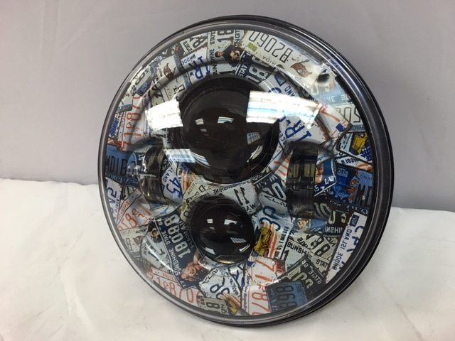 7" DAYMAKER Replacement Route 66 Design Projector HID LED Light Bulb Headlight Motorcycle Harley