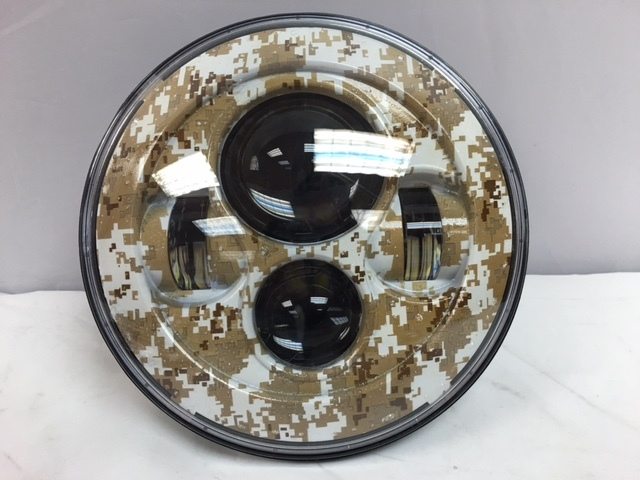 7" DAYMAKER Replacement Brown Camo Design Projector HID LED Light Bulb Headlight Motorcycle Harley