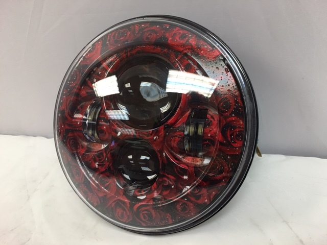 7" DAYMAKER Replacement Red Roses Design Projector HID LED Light Bulb Headlight Motorcycle Harley