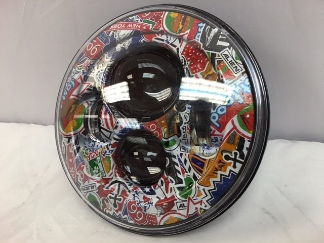 7" DAYMAKER Replacement Sticker City Design Projector HID LED Light Bulb Headlight Motorcycle Harley