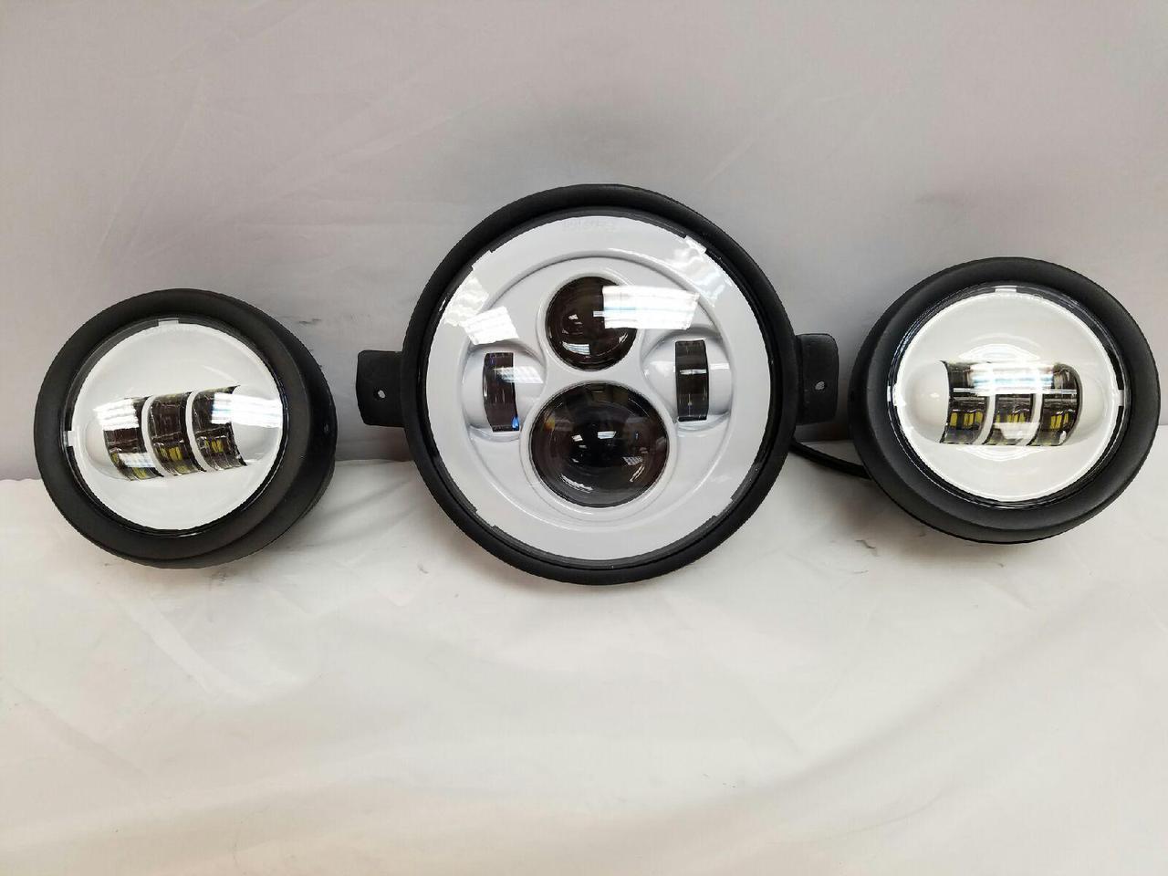 7" Kawasaki Voyager & Vaquero DAYMAKER Headlight Dual 4.5" - 4 1/2" Auxiliary AUX White Spot Passing LED Fog Lights SET