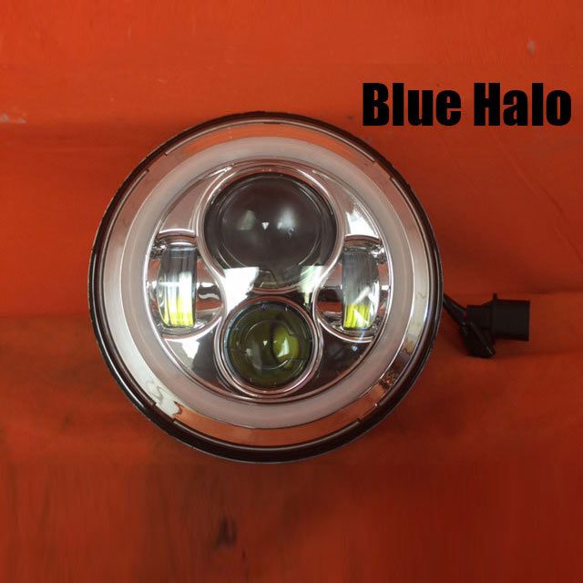 7" DAYMAKER Replacement Chrome Angel Eye BLUE HALO Projector HID LED Light Bulb Headlight Motorcycle Harley
