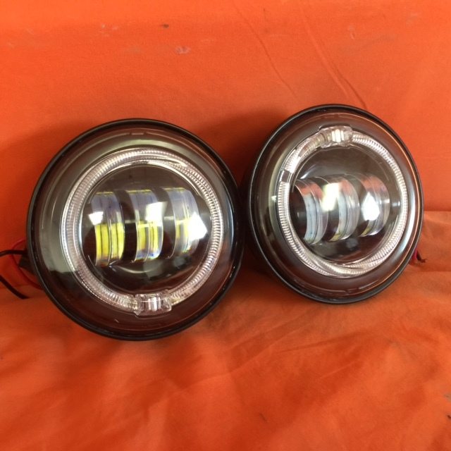 4.5" Auxiliary DAYMAKER Black Spot With GREEN Halo Passing HID LED Fog Lights Bulb Motorcycle Harley AUX PAIR 4-1/2"