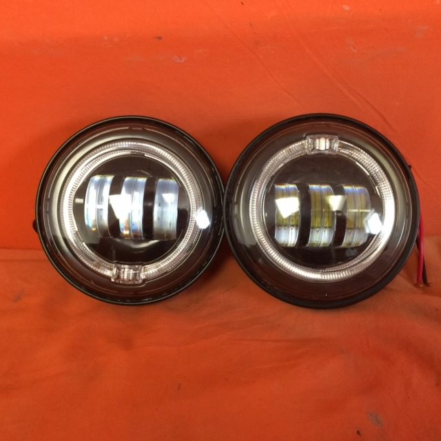 4.5" Auxiliary DAYMAKER Black Spot With Halo Passing HID LED Fog Lights Bulb Motorcycle Harley AUX PAIR 4-1/2"