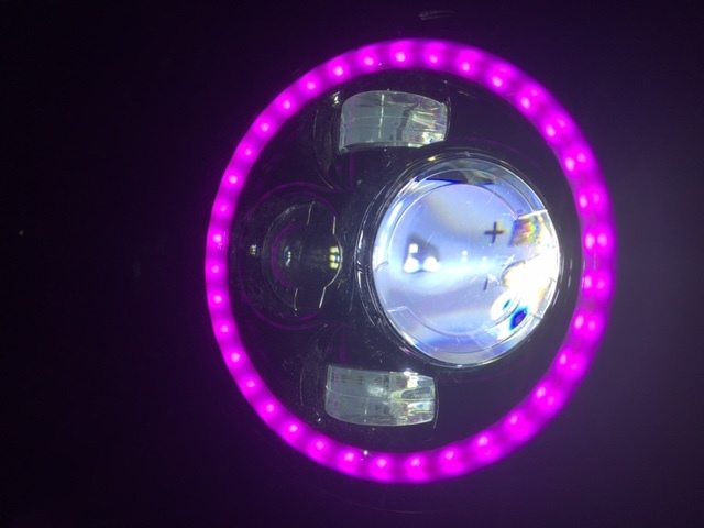 7" DAYMAKER Pink HALO Headlight Dual 4.5" - 4 1/2" PINK HALO Auxiliary AUX Chrome Spot Passing LED Fog Lights Bulb Harley SET