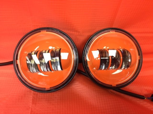 4.5" Auxiliary DAYMAKER ORANGE Spot Passing HID LED Fog Lights Bulb Motorcycle Harley AUX PAIR 4-1/2"
