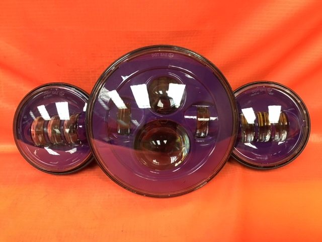 7" DAYMAKER PURPLE Headlight Dual Purple 4.5" - 4 1/2" Auxiliary AUX Spot Passing LED Fog Lights Bulb Harley SET