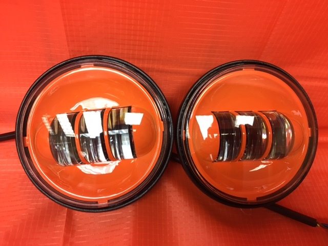 4.5" Auxiliary DAYMAKER ORANGE Spot Passing HID LED Fog Lights Bulb Motorcycle Harley AUX PAIR 4-1/2"
