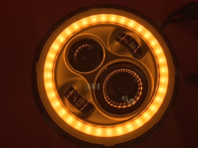 7" DAYMAKER Replacement ORANGE With White Halo Projector HID LED Light Bulb Headlight Motorcycle Harley