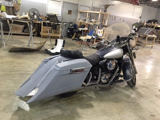 Kawasaki Nomad Vulcan 6" Extended Stretched BOLT ON Trendsetter Bags Rear Fender Dual Cut Out