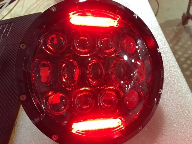 7" DAYMAKER 75W BLACK Projector HID LED Light Bulb Headlight Motorcycle Harley with RED HALO