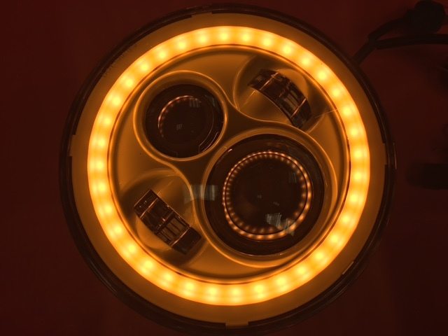 7" DAYMAKER Replacement YELLOW With YELLOW Halo Projector HID LED Light Bulb Headlight Motorcycle Harley