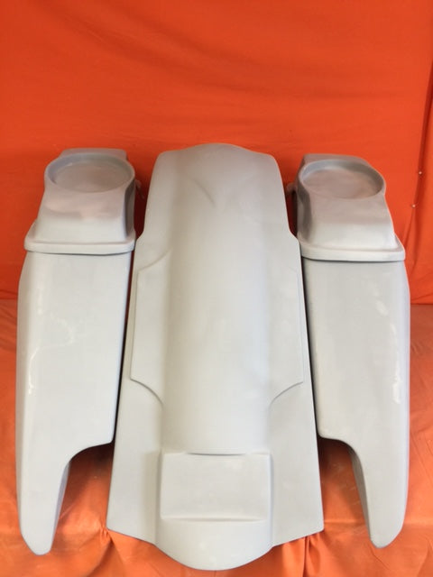 Harley Davidson 5" Fifty Five Extended Stretched Saddlebag Fender Kit - Dual Cut Outs 6.5" Speaker Lids