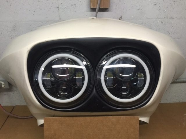 DUAL 7" DAYMAKER 2014 - 2018 BLUE HALO LED Replacement ROAD GLIDE Black Light Bulb Headlight Harley Bezel