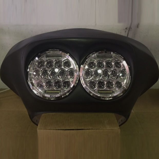 DUAL 7" DAYMAKER 75 WATT LED Replacement ROAD GLIDE Chrome Light Bulb Headlight Motorcycle Harley Bezel