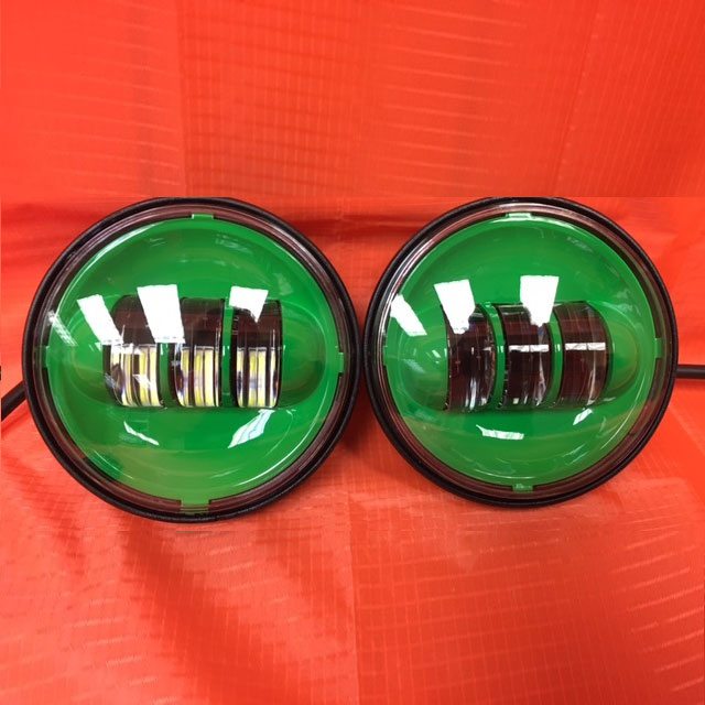 4.5" Auxiliary DAYMAKER GREEN Spot Passing HID LED Fog Lights Bulb Motorcycle Harley AUX PAIR 4-1/2"