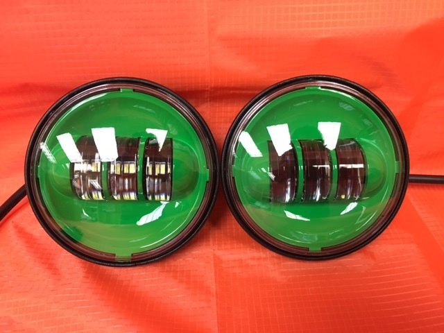 4.5" Auxiliary DAYMAKER GREEN Spot Passing HID LED Fog Lights Bulb Motorcycle Harley AUX PAIR 4-1/2"