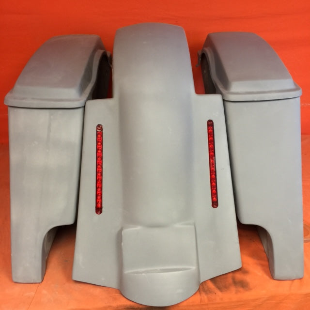 Harley Davidson 4" Extended Stretched Saddlebags + Lids & Replacement LED Fender 89 - 08