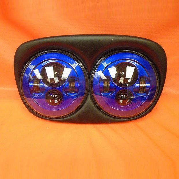 DUAL 7" BLUE DAYMAKER LED ROAD GLIDE Light Bulb Headlight Motorcycle Harley Bezel