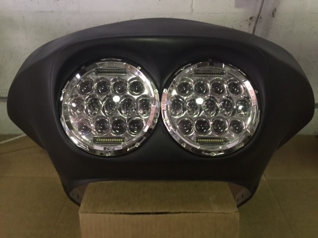 DUAL 7" DAYMAKER 75 WATT LED Replacement ROAD GLIDE Chrome Light Bulb Headlight Motorcycle Harley Bezel