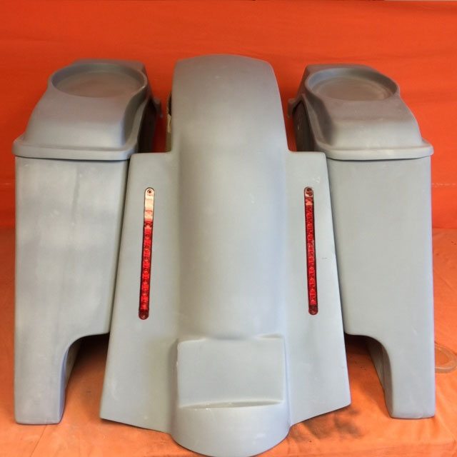 Harley Davidson 4" Extended Stretched Saddlebags 6.5" Speaker Lids & Replacement LED Fender 89 - 08