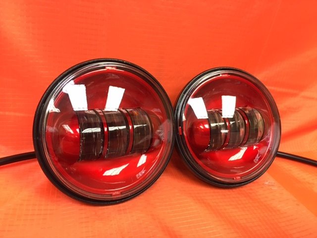 4.5" Auxiliary DAYMAKER RED Spot Passing HID LED Fog Lights Bulb Motorcycle Harley AUX PAIR 4-1/2"