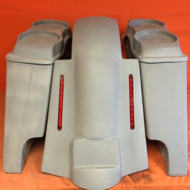 Harley Davidson 4" Extended Stretched Saddlebags Dual 6.5 Speaker Lids & Replacement LED Fender 89 - 08